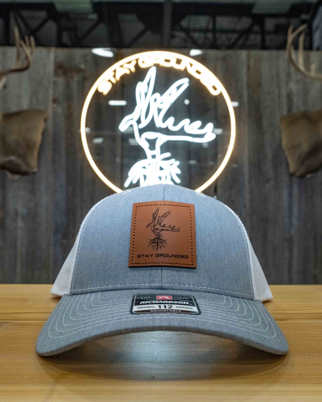 Grey – Leather Patch Hat