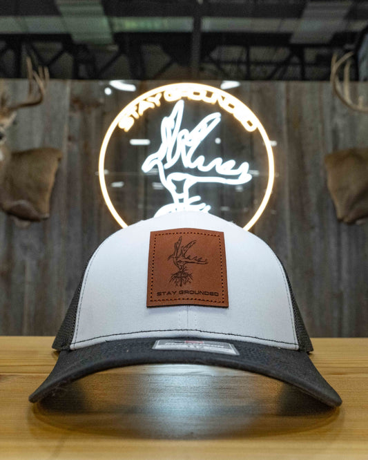 White/Black – Leather Patch Hat