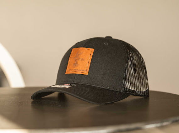 Solid Black – Leather Patch Hat