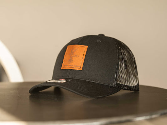 Solid Black – Leather Patch Hat