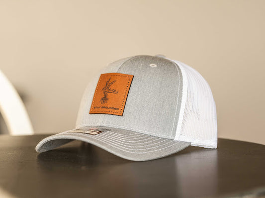 Grey – Leather Patch Hat