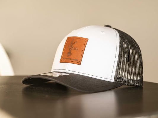 White/Black – Leather Patch Hat