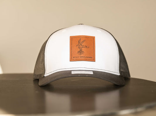 White/Black – Leather Patch Hat